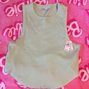 Green Ribbed Tank Top